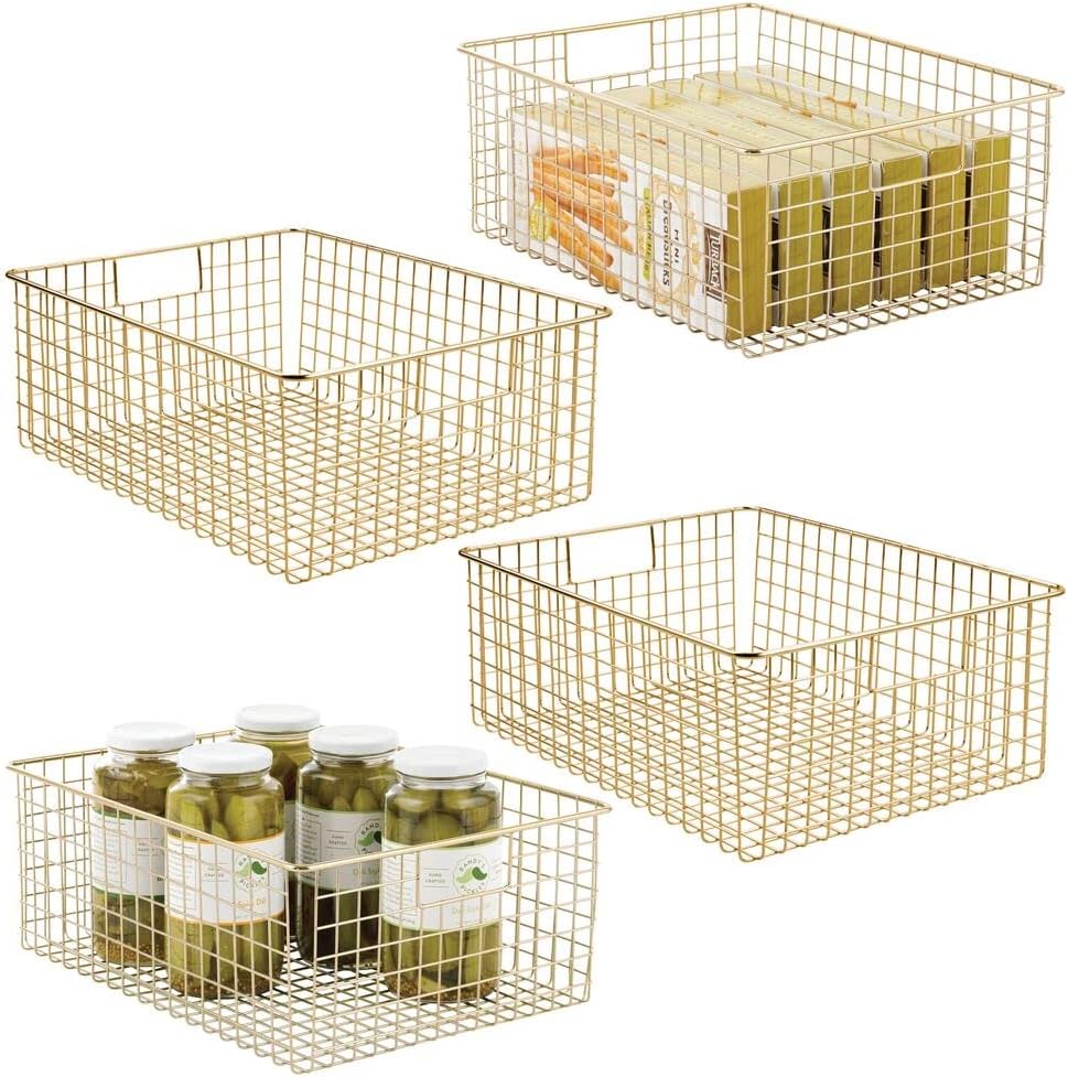 Satin Metal Wire Cabinet Organizer Bins 4 Pack H68880