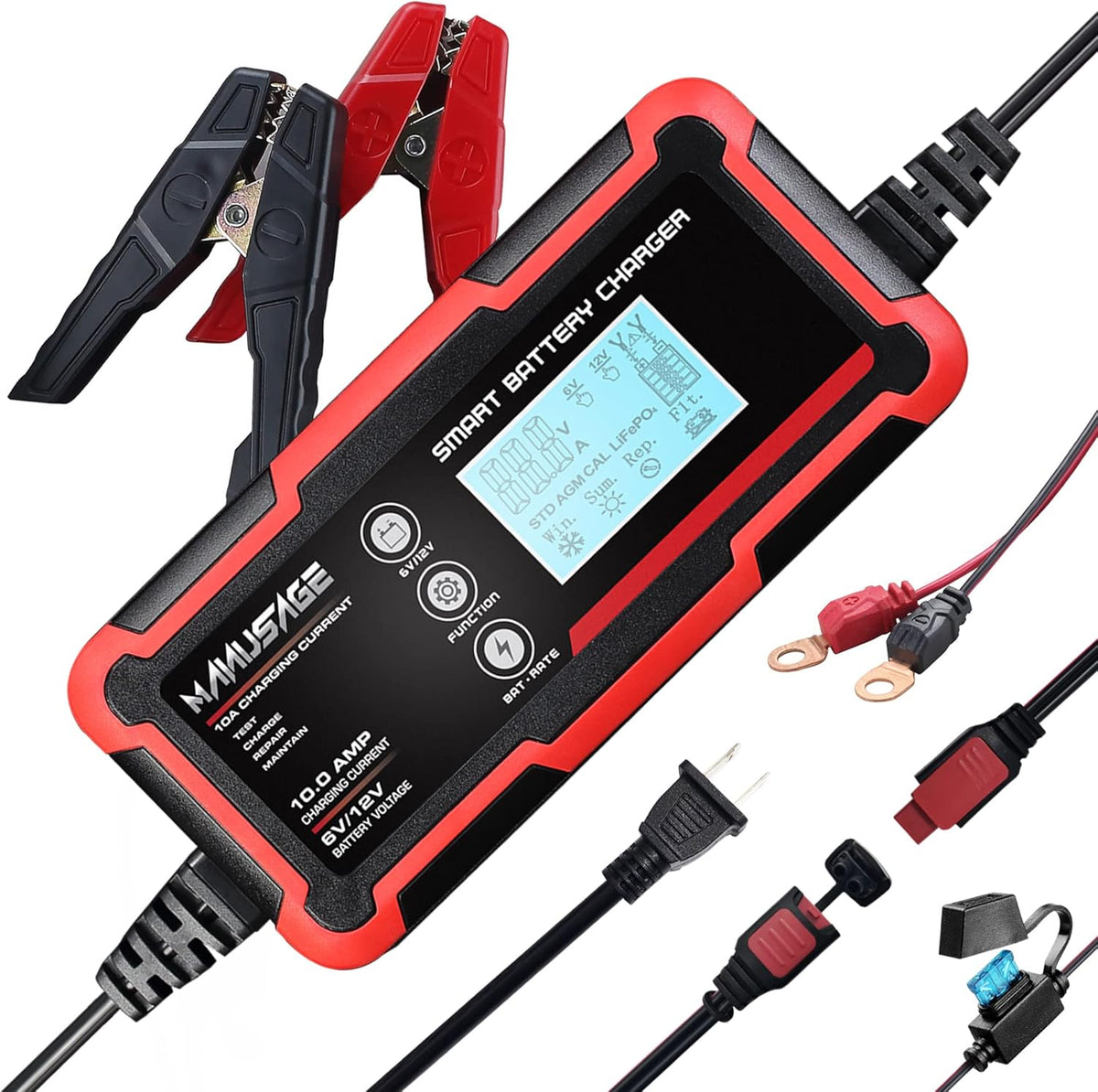 10-Amp 6V and 12V Portable Battery Charger A3046