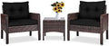 3 Piece Rattan Sectional Sofa Set with Seat Cushions D80616