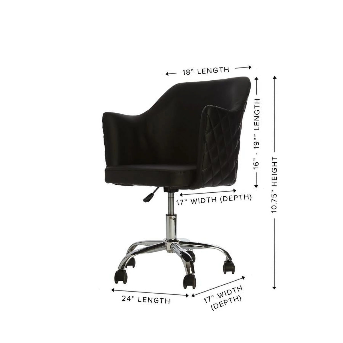 White Quilted Velvet Desk Chair with Wheels T79164