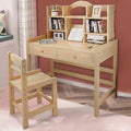 Brown Wooden Writing Desk and Chair Set N4376