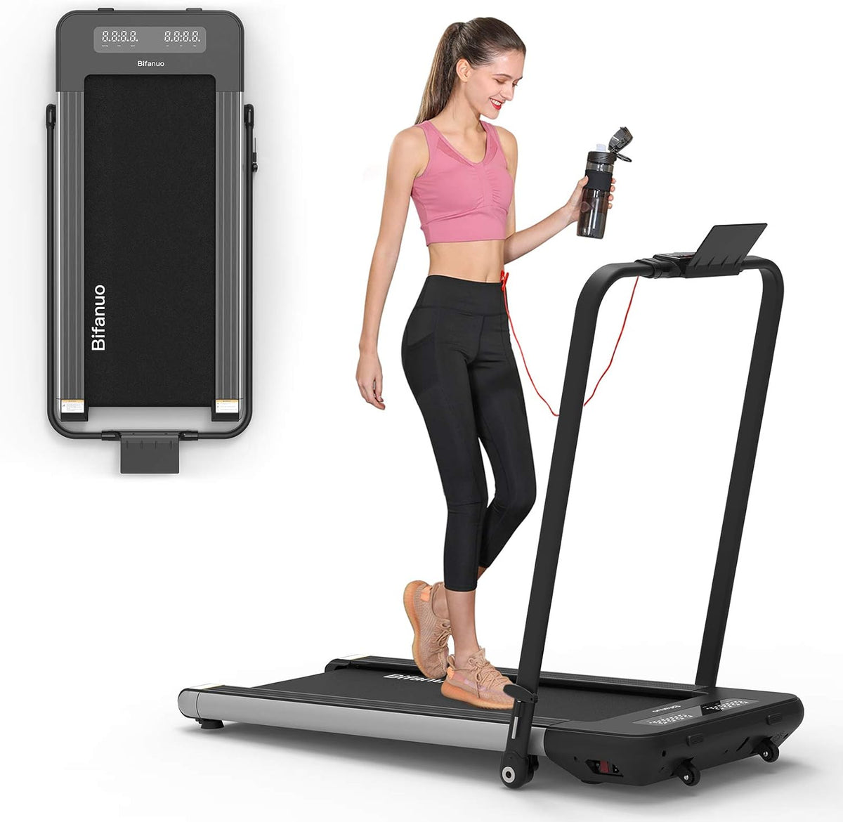 2 in 1 Folding Treadmill with Bluetooth Audio Speakers F359