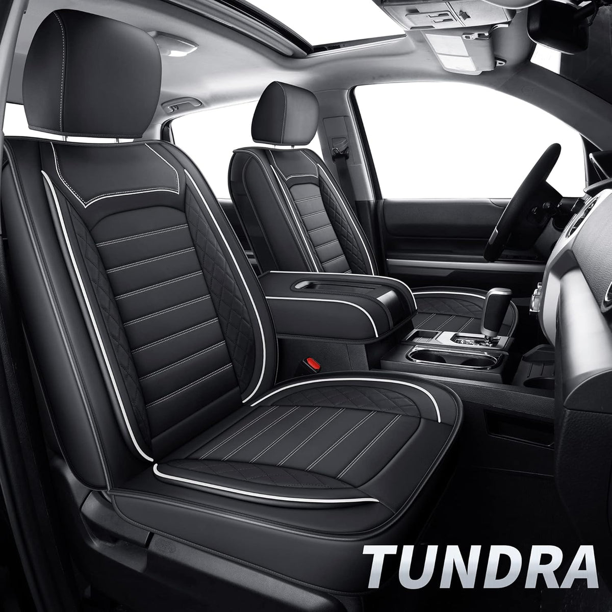 Black & Gray Water Proof Faux Leather Seat Covers Full Set C55124