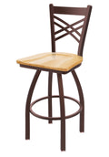 Swivel Counter Stool with Bronze Finish and Natural Oak Seat O93768