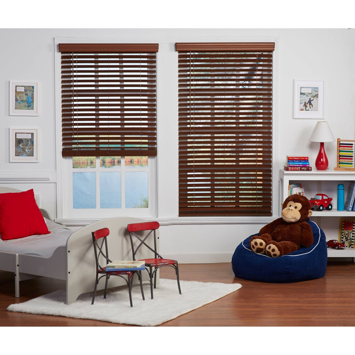 Dark Oak Cordless Faux Wood Blind B34689