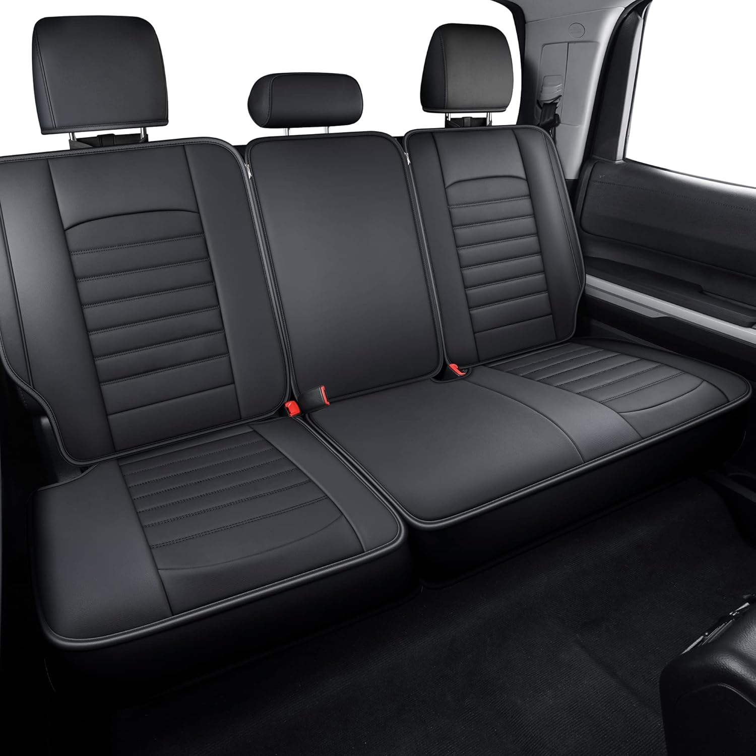 Black & Gray Water Proof Faux Leather Seat Covers Full Set C55124