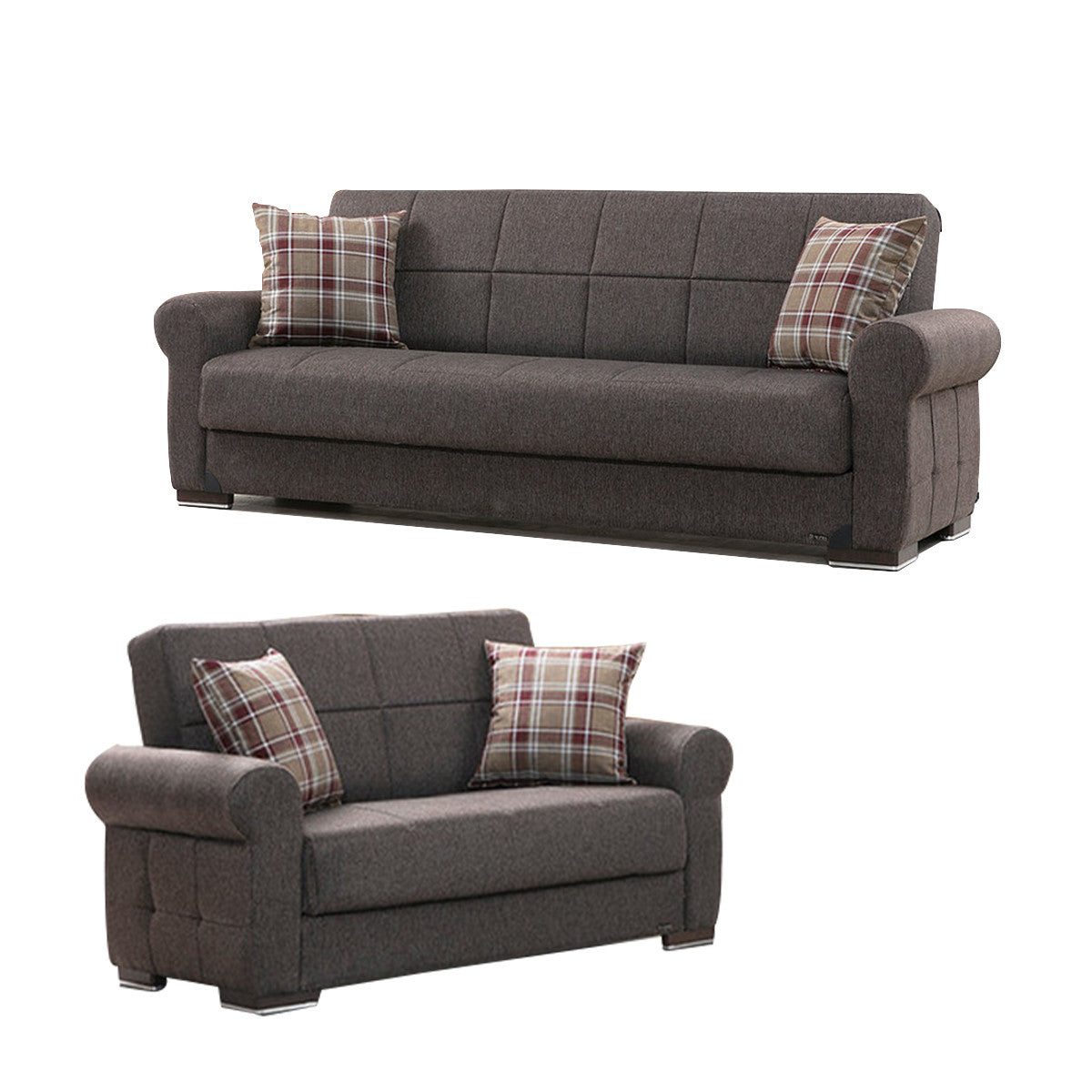 Brown Fabric Sofa Bed E2591