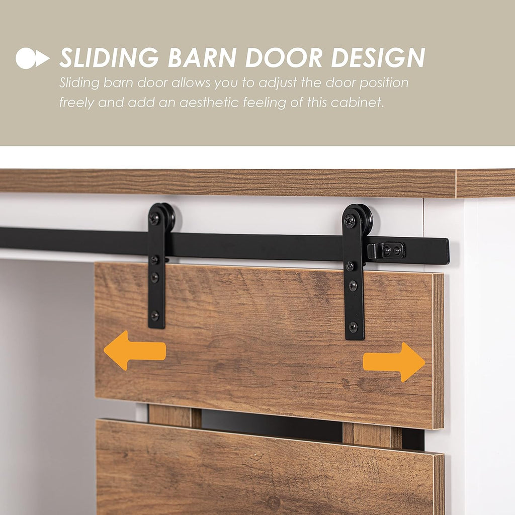 Farmhouse Sliding Slat Door Storage Console with Barn Door S911311