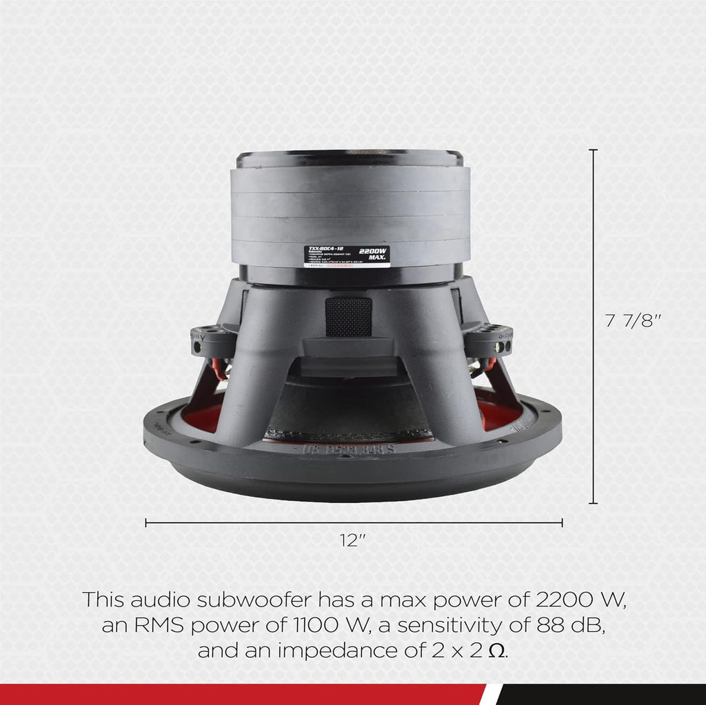 12 Inch Dual 2 Ohm DVC Car Audio Subwoofer Speaker System W498