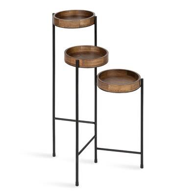 Round Multi-Tiered Plant Stand Natural/Black K9475