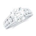 925 Sterling Silver Moissanite Solitaire Engagement Ring with Side Stones Q53403