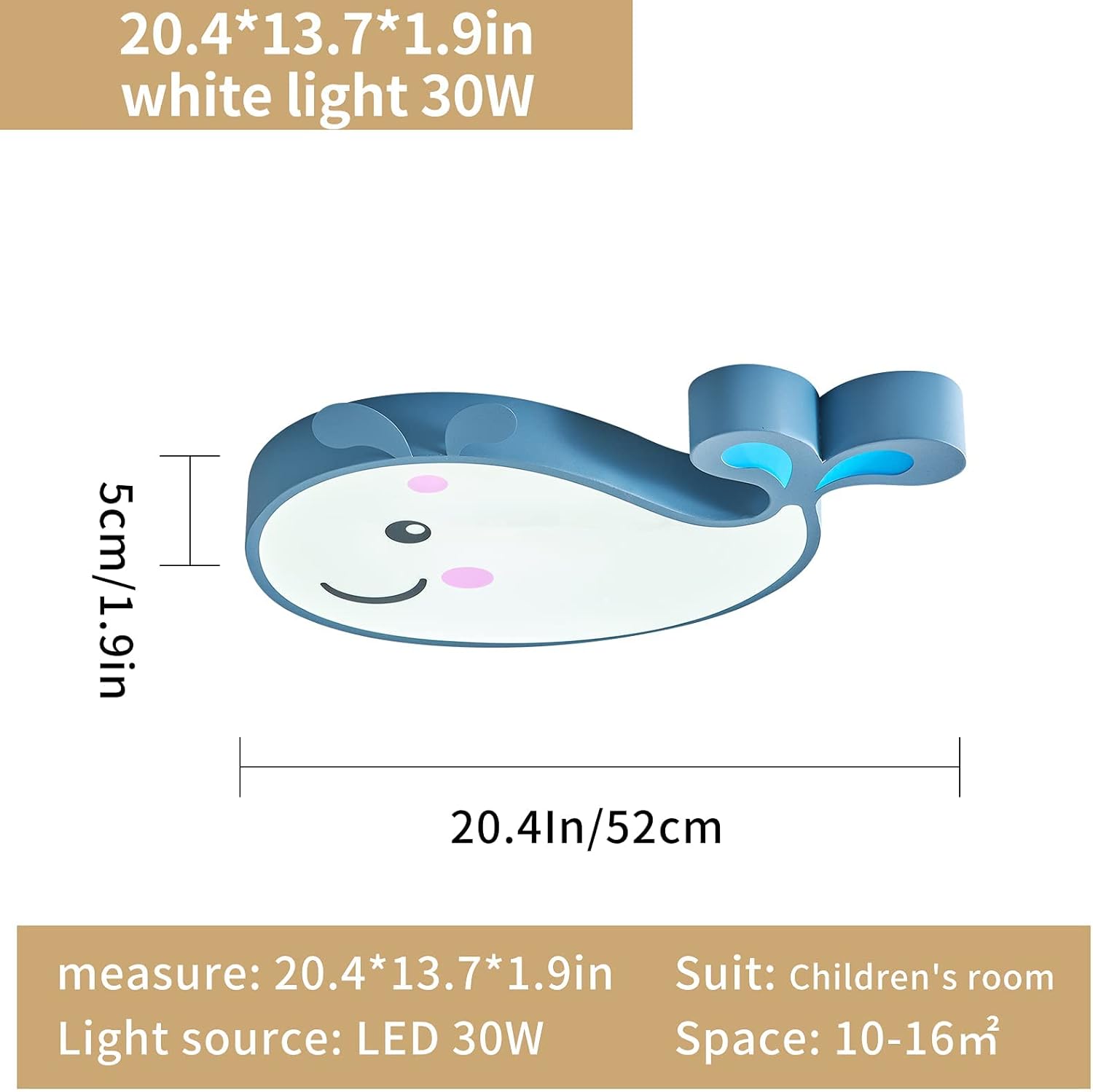 Blue Cartoon Whale Flush Mount Ceiling Light V712289