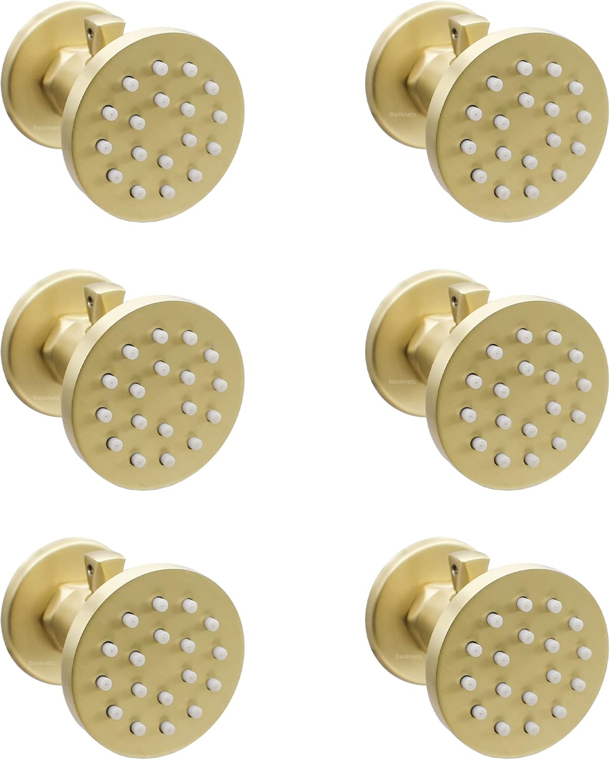 6PCS Brushed Nickel Solid Brass Round Shower Body Spray Nozzle Wall Jets Y960487