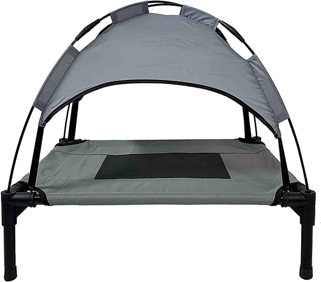 Grey Elevated Pet Cot With Canopy Outdoor Dog Bed H3475