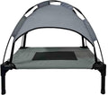 Grey Elevated Pet Cot With Canopy Outdoor Dog Bed H3475