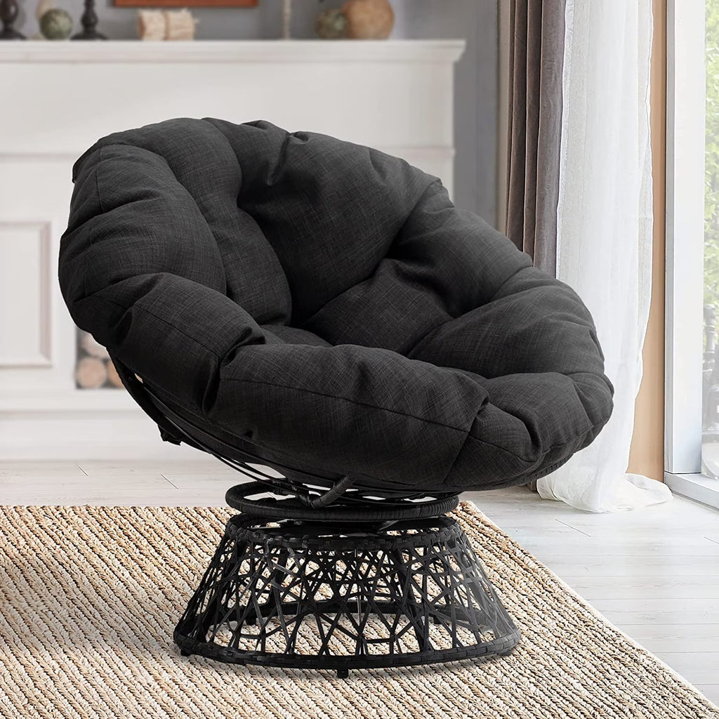 Black Papasan Chair with Steel Frame W774294