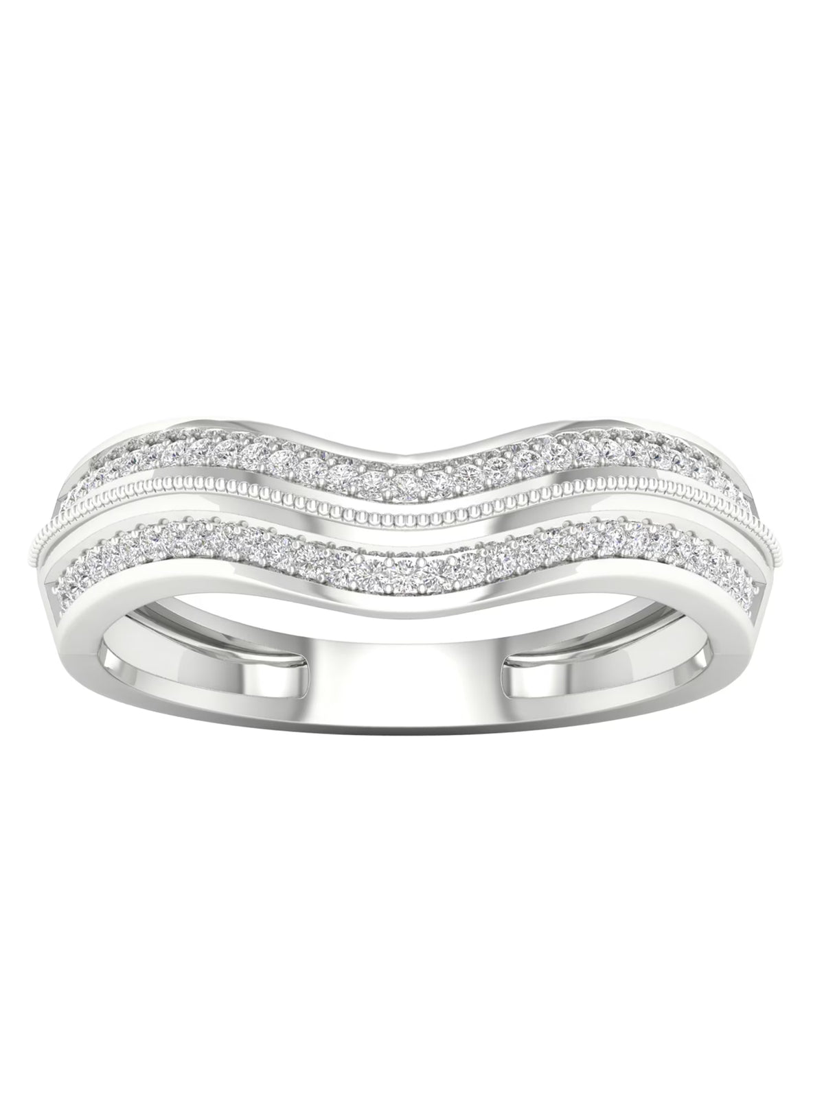 1/6Ct TDW Diamond 10k White Gold Contour Wedding Band L3329