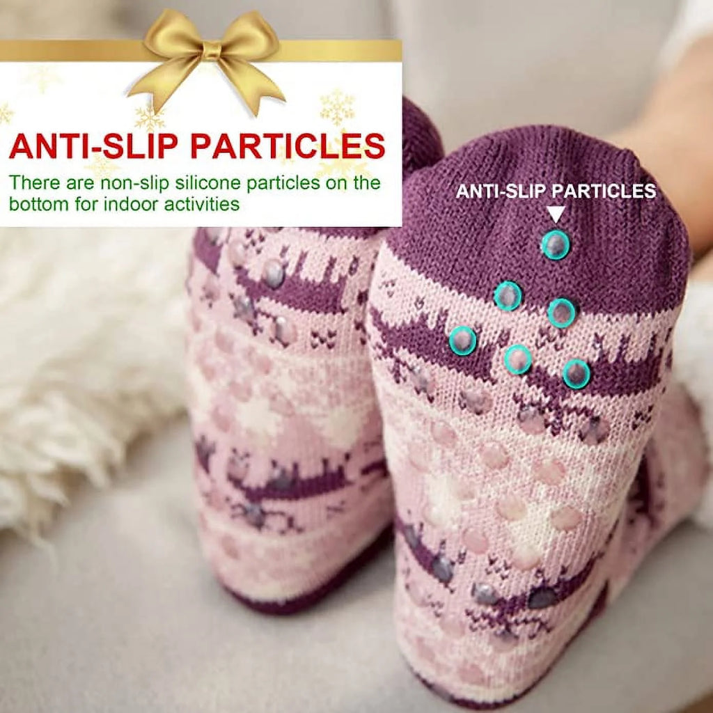 3 Pairs Non Skid Warm Thermal Plush Fuzzy Slipper Socks B8457