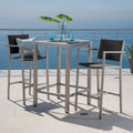 Outdoor 3-Piece Bar Set with Glass Table Top Z60313