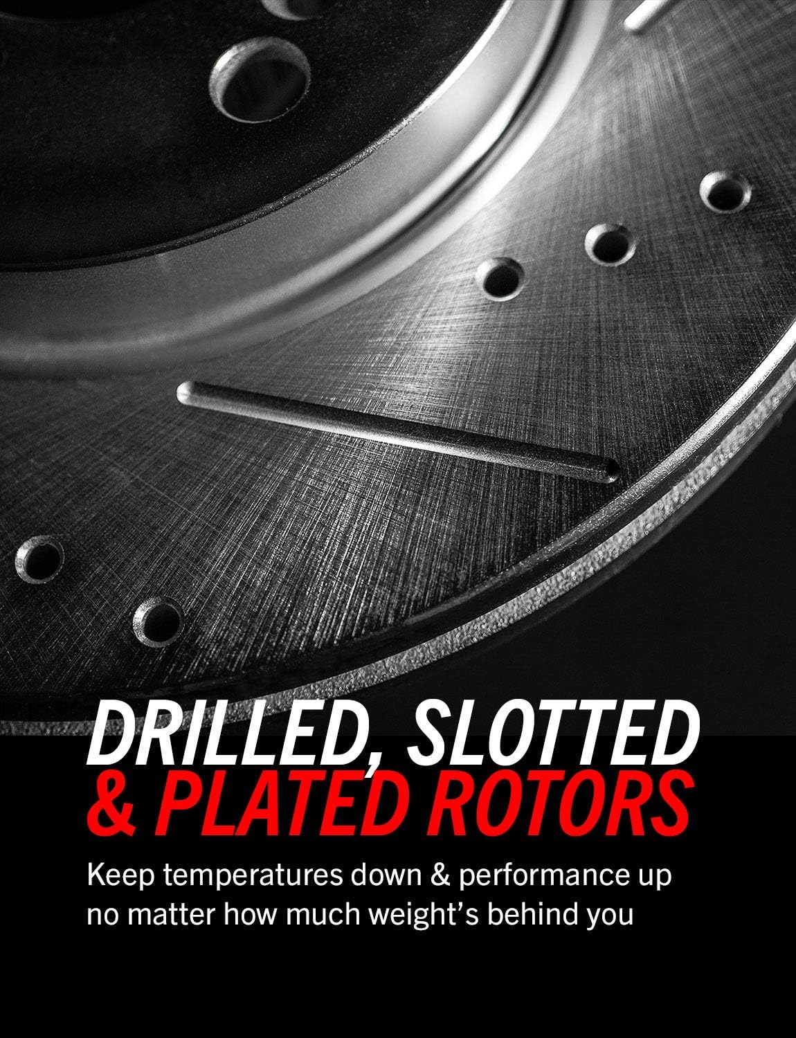 Front and Rear Carbon Fiber Ceramic Brake Kit with Drilled Slotted Rotors K50545