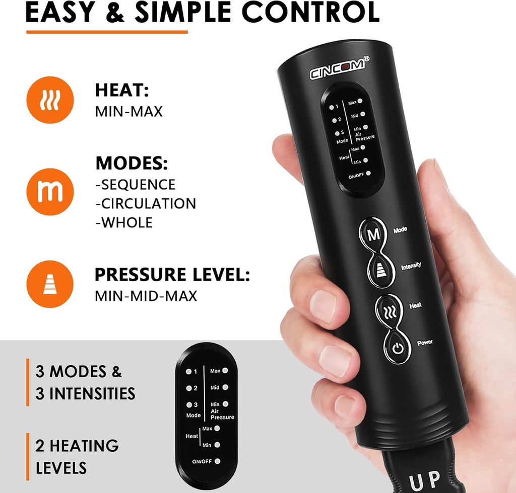 Leg Massager with Heat, Air Compression, 3 Modes 3 Intensities 2 Heating Levels C7377