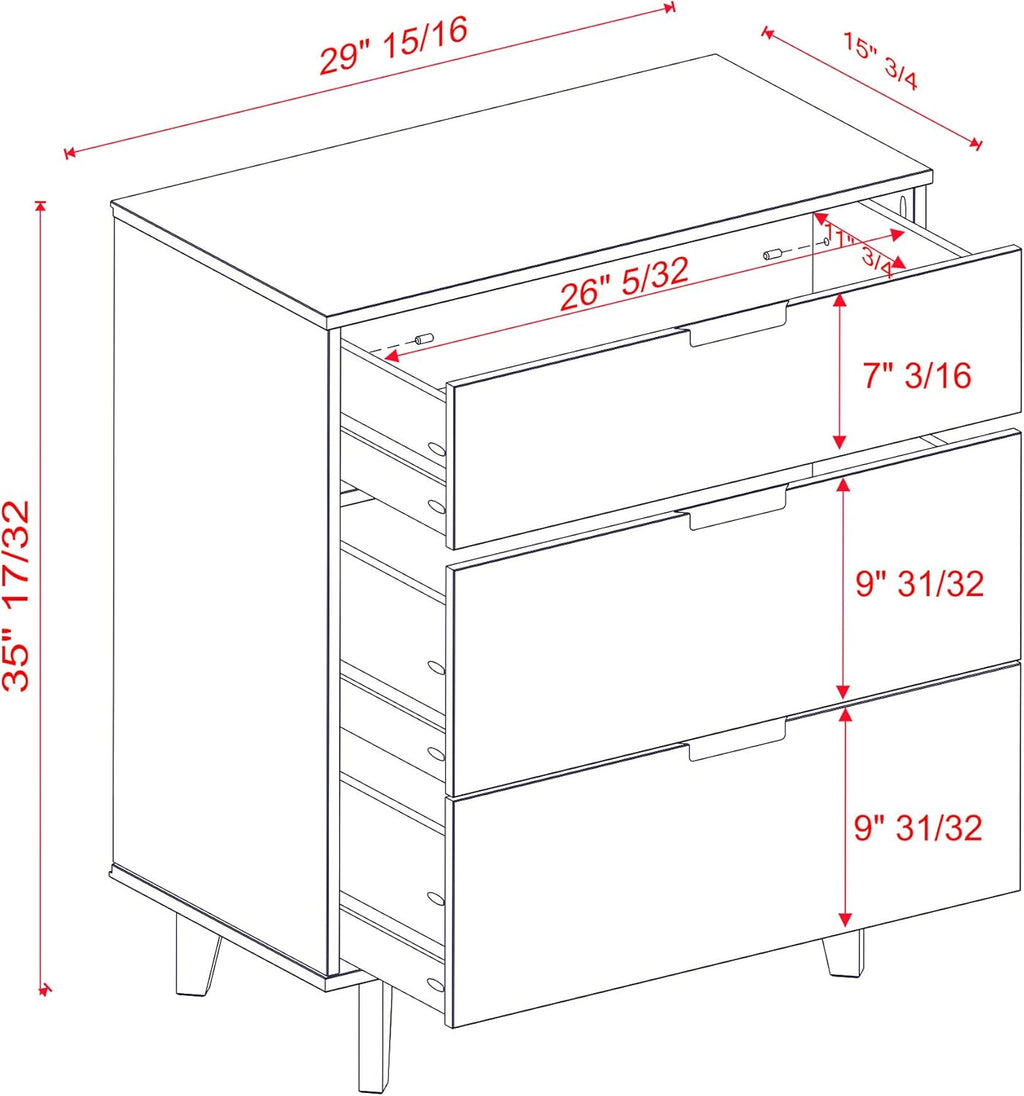 3 Drawer Wood Dresser V844525