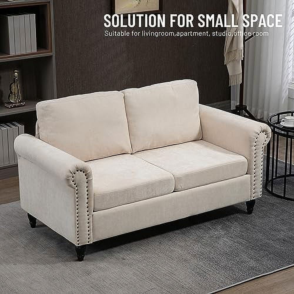 Chenille Fabric Loveseat Sofa with Solid Wood Legs M5337