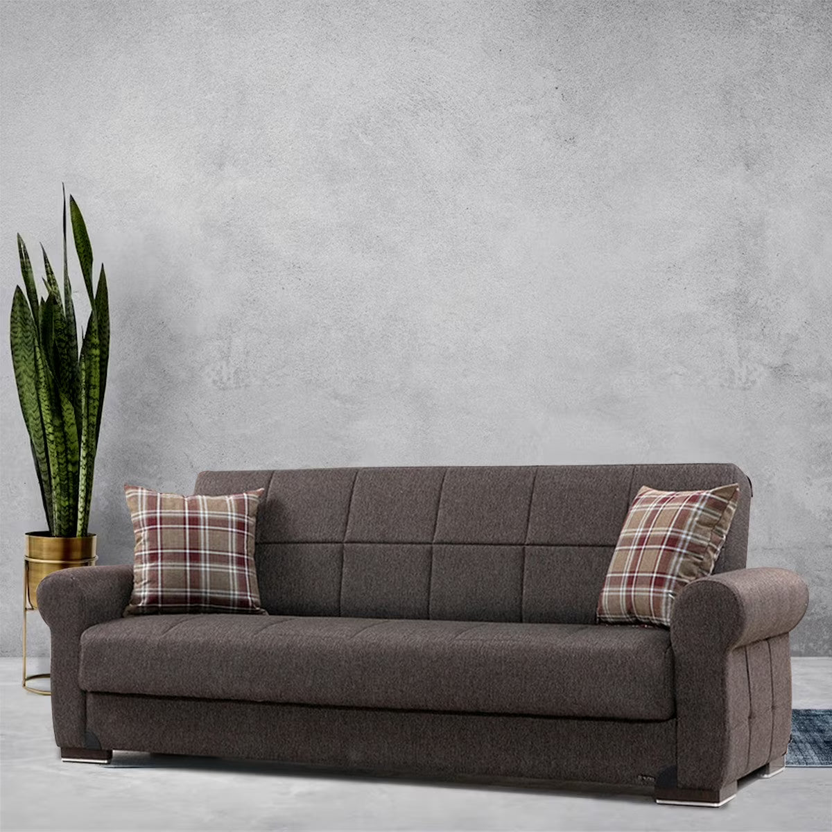 Brown Fabric Sofa Bed E2591