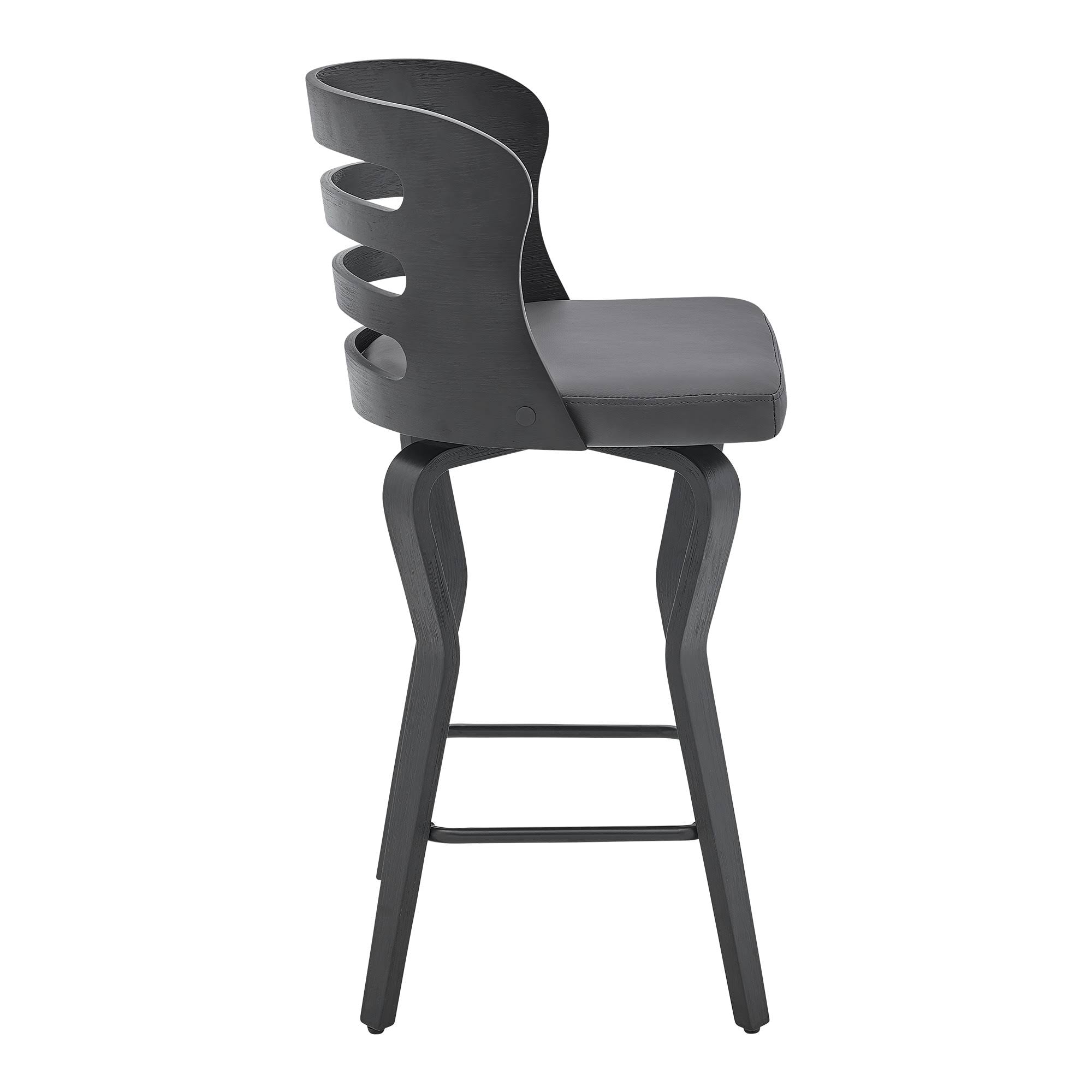 Swivel Cream Faux Leather and Walnut Wood Bar Stool C408450