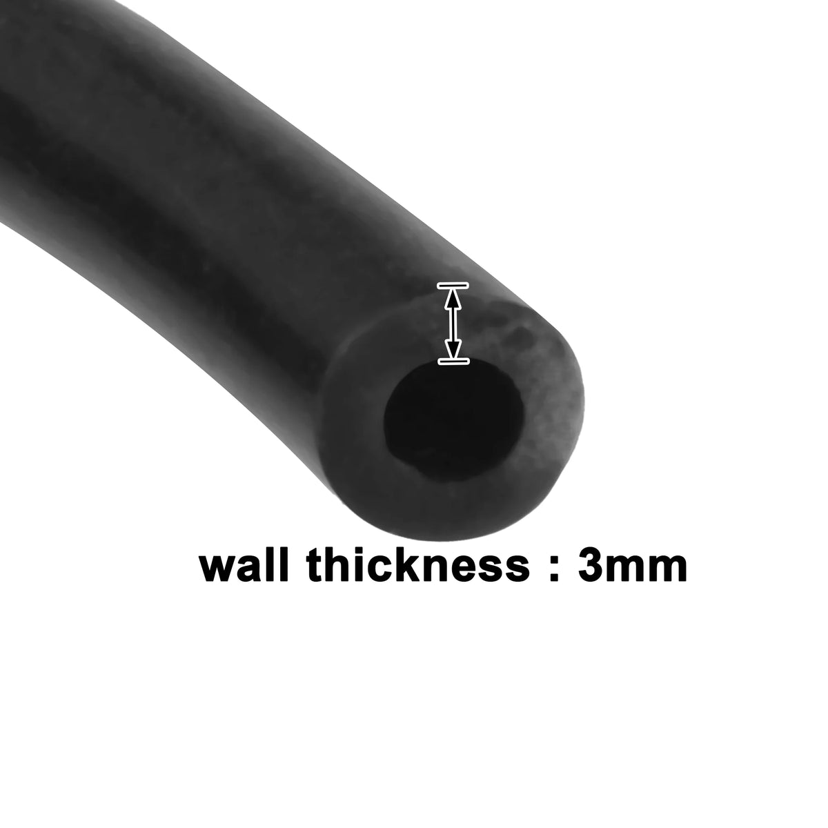 Silicone Vacuum Tubing Hose ID 6mm Wall Thickness 3mm Length 4.5m Black R152326
