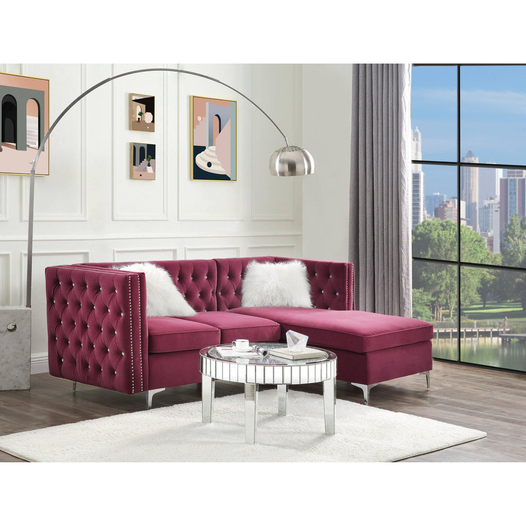 Burgundy Velvet Modular Sectional Chaise U454