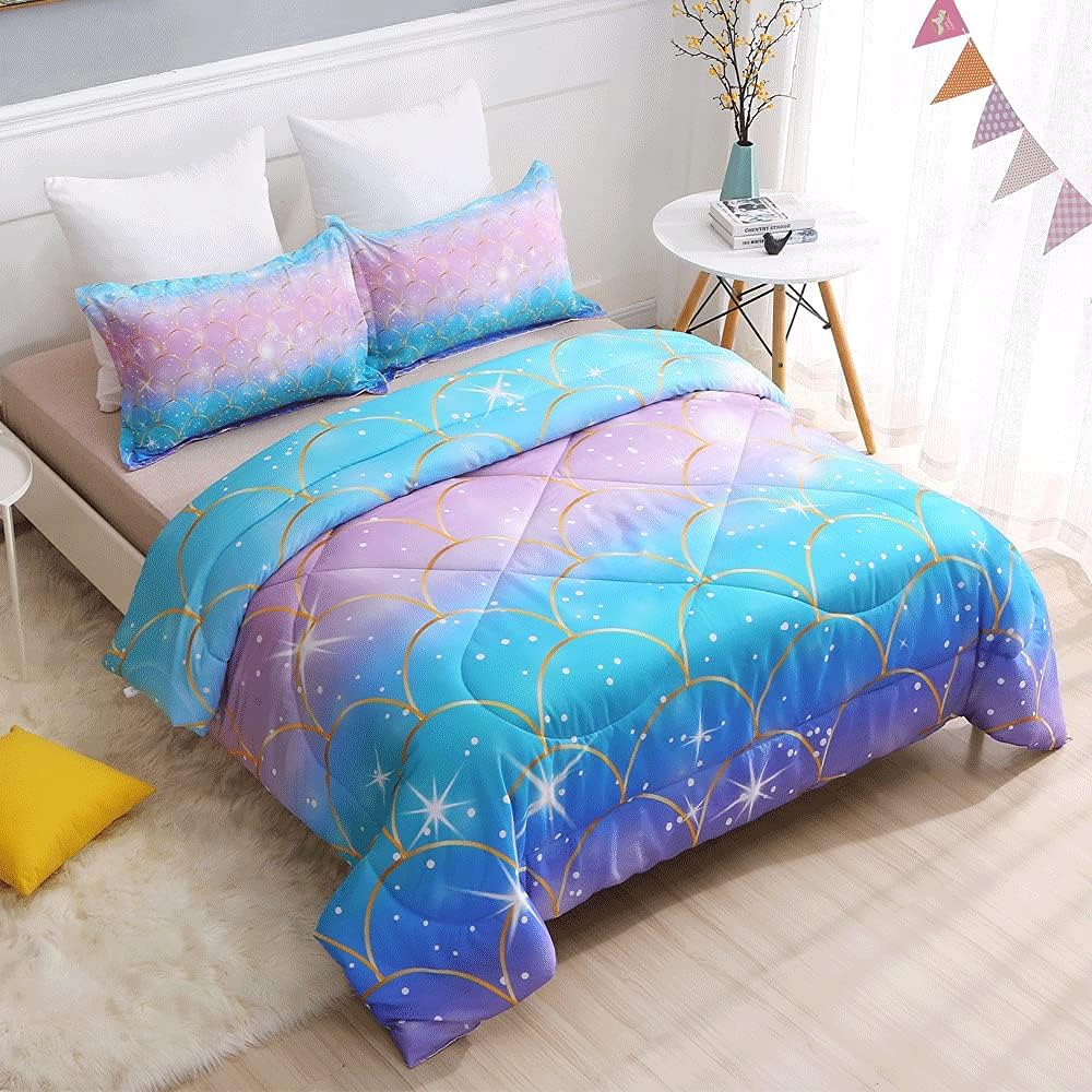 Purple Blue 3 Pieces Twin Size Comforter Set A2137