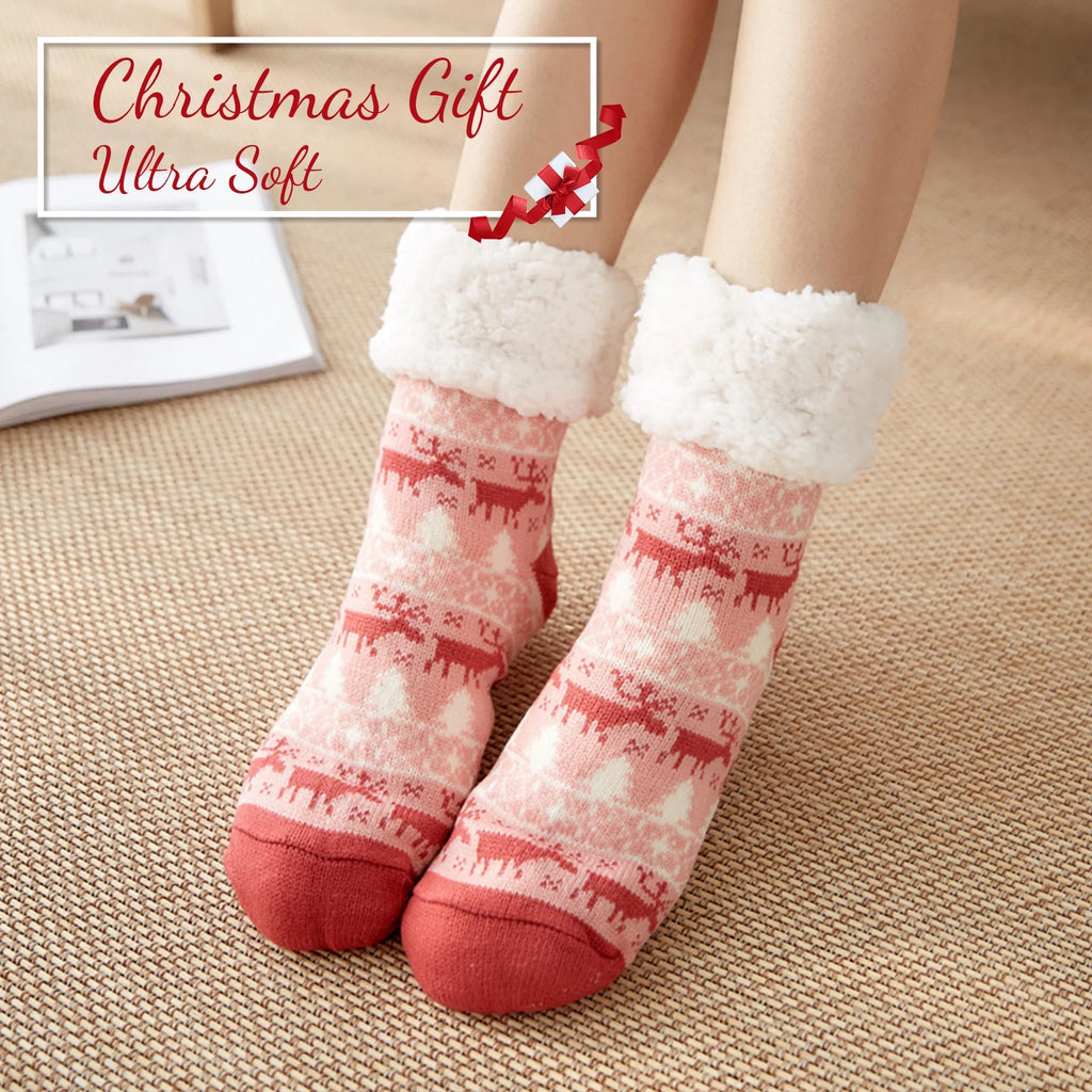 3 Pairs Non Skid Warm Thermal Plush Fuzzy Slipper Socks B8457