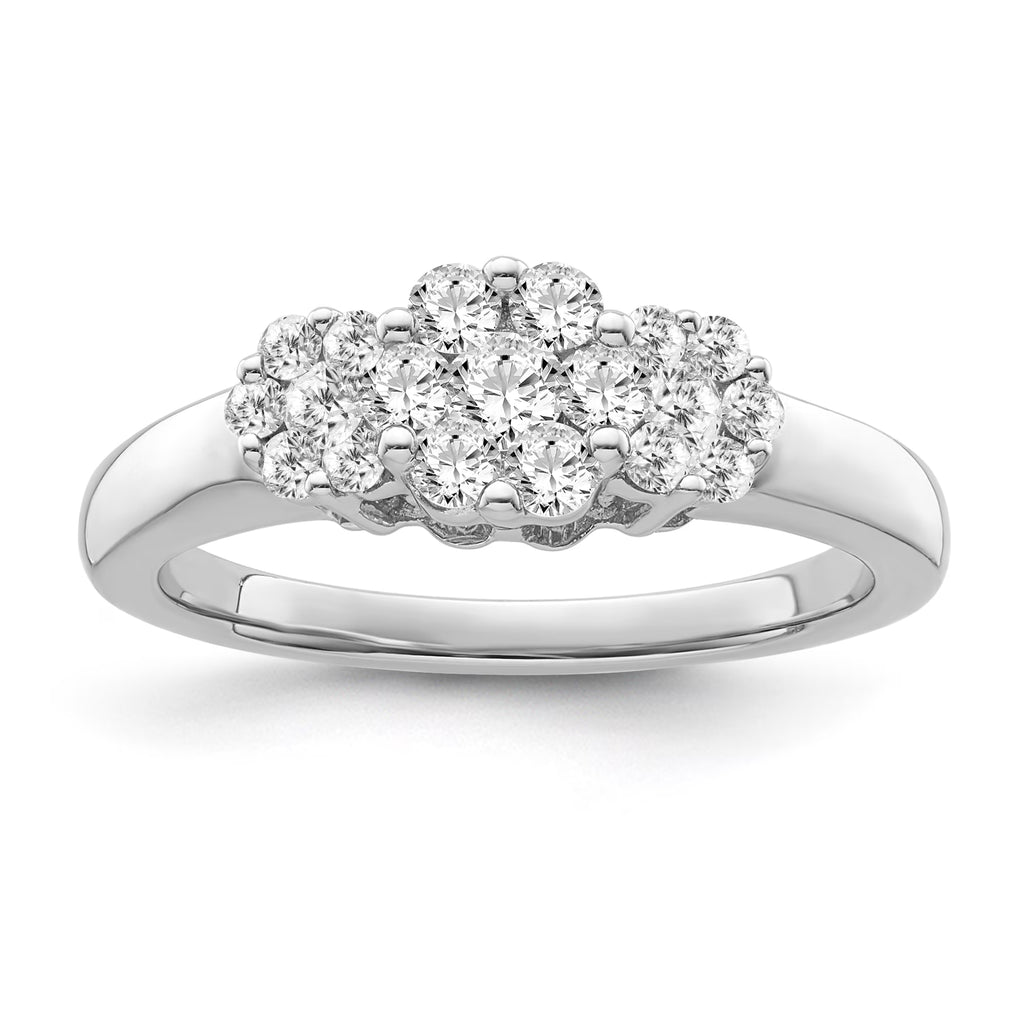 10K White Gold Diamond Cluster Band Ring K767