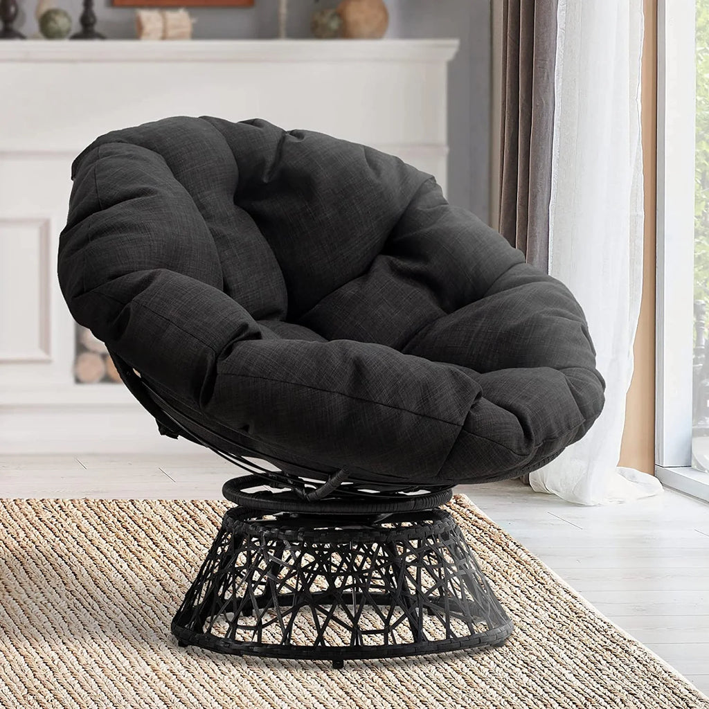 Black Papasan Chair with Steel Frame W774294