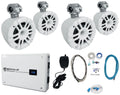 White 6.5" Marine Wakeboard Tower Speakers with Amplifier and Amp Kit V895