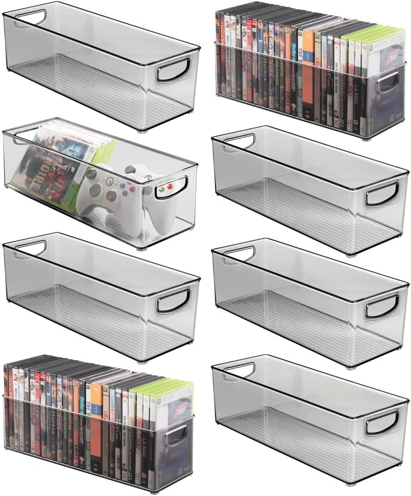 Clear Plastic Video Game Storage Holder Bin with Handles, 8 Pack A29694
