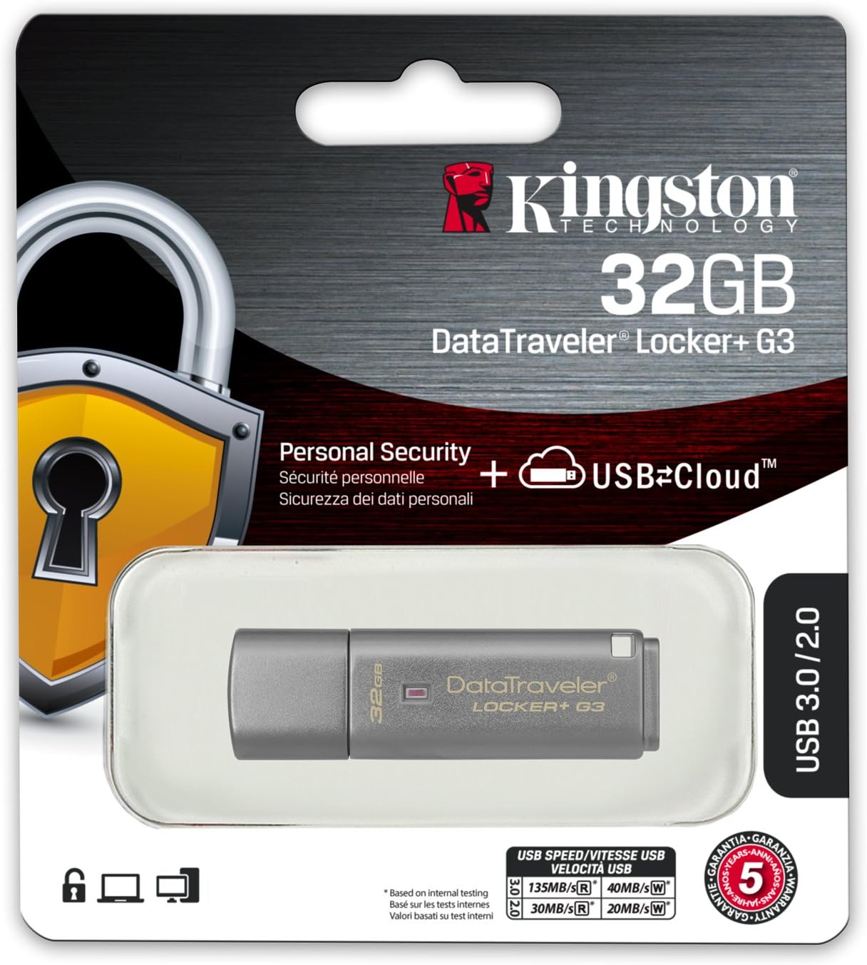 32GB USB 3.0 Data Traveler Locker + G3 Pack of 2 I87790