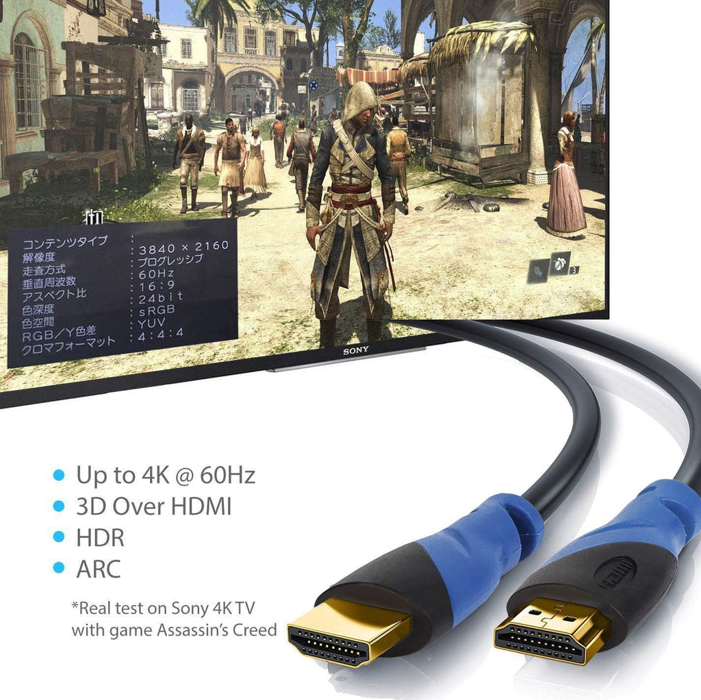 Braided Nylon HDMI Cable with Ferrite Core Blue 100 Feet Pack of 2 Z861624