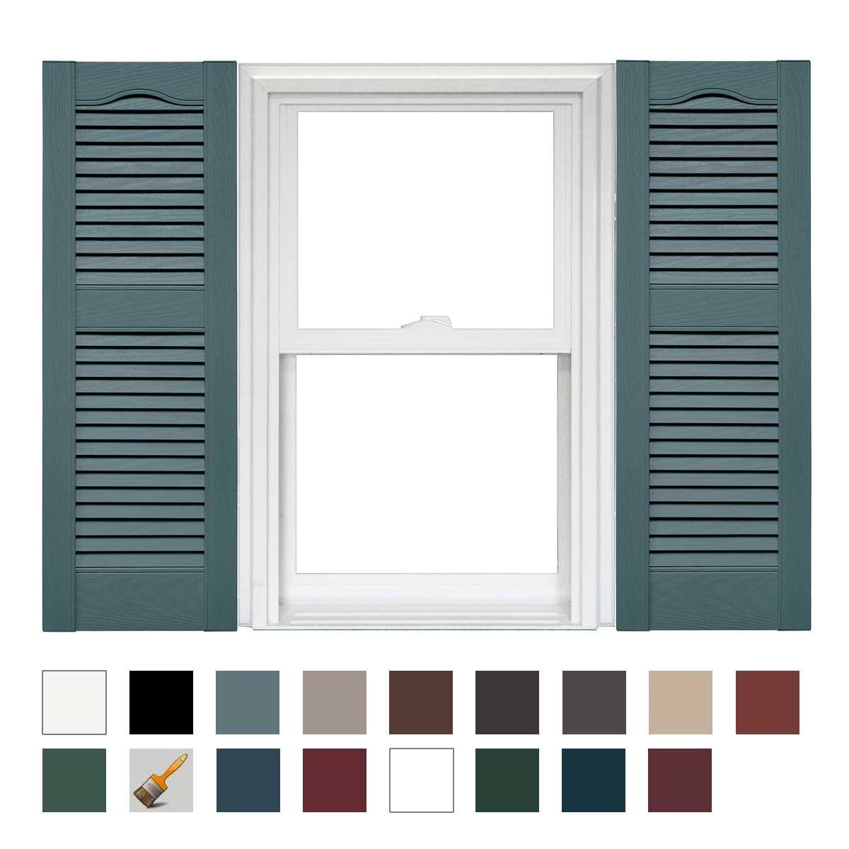 Open Louver Vinyl Shutters (1 Pair) 14.5 x 55 Wedgewood Blue Q669933