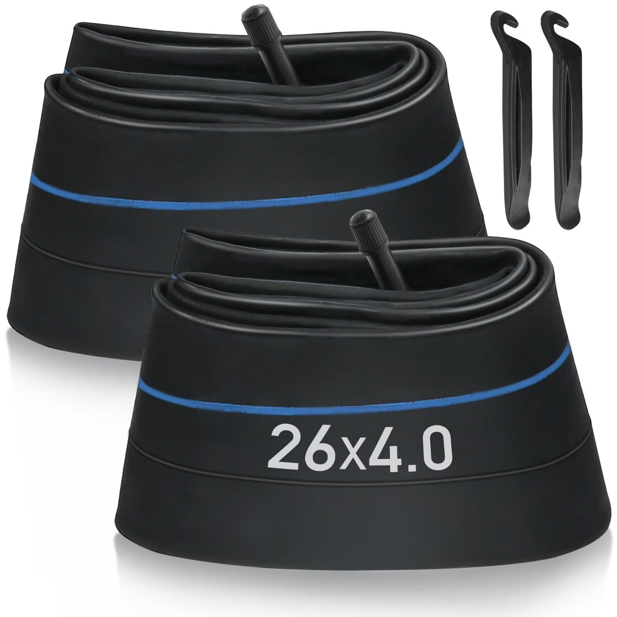 2 Pack 26'' x 4.0 Fat Tire Inner Tube 35mm Schrader Valve with 2 Tire Levers F32007