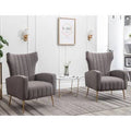 Tufted Wingback Chair Set of 2 Gray Velvet P58630