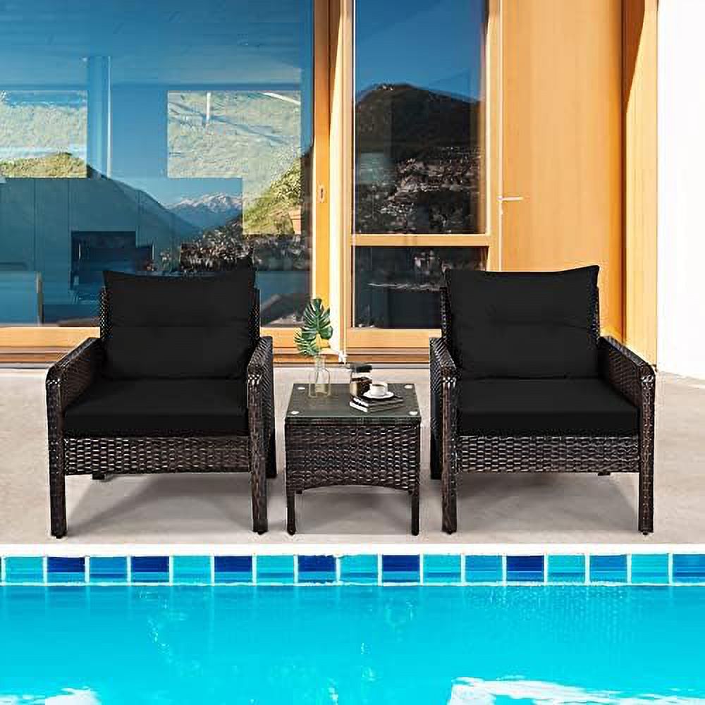 3 Piece Rattan Sectional Sofa Set with Seat Cushions D80616