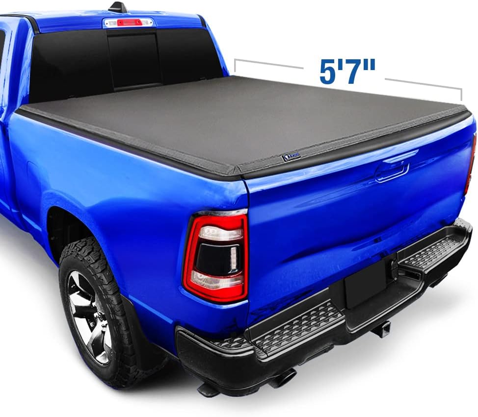 Soft Roll Up Truck Bed Tonneau Cover for 2019-2022 Ram 1500, 6'4" Bed, Black A16414