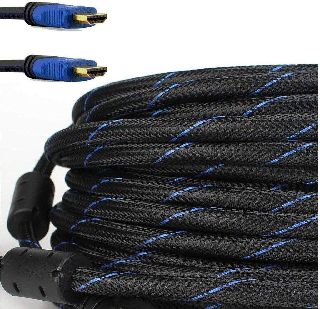 Braided Nylon HDMI Cable with Ferrite Core Blue 100 Feet Pack of 2 Z861624