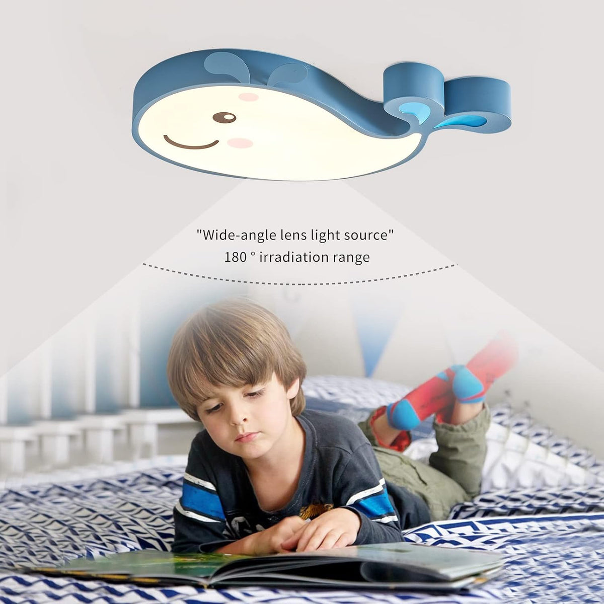 Blue Cartoon Whale Flush Mount Ceiling Light V712289