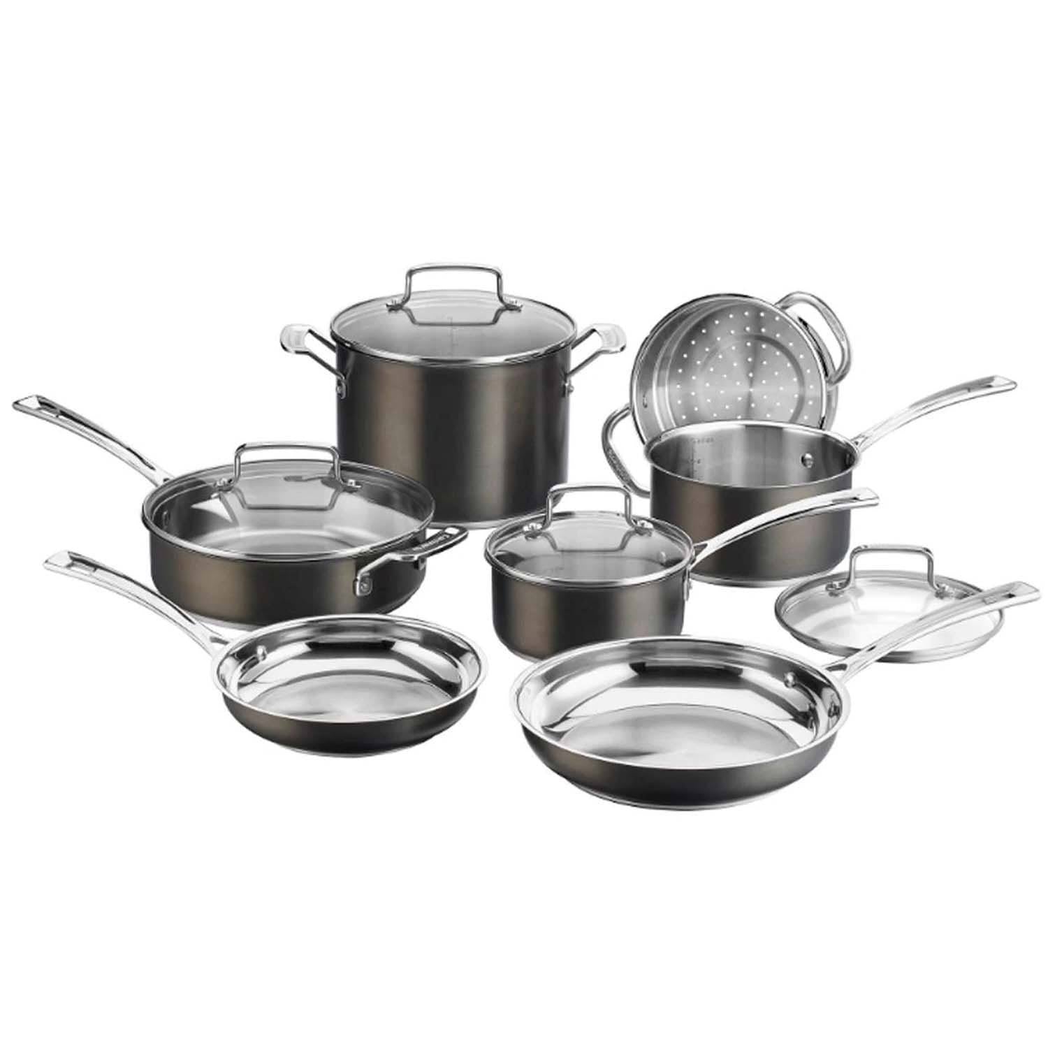 11-Piece Black Stainless Steel Cookware Set C6102