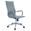 Grey Ribbed PU Leather High Back Office Chair M243856