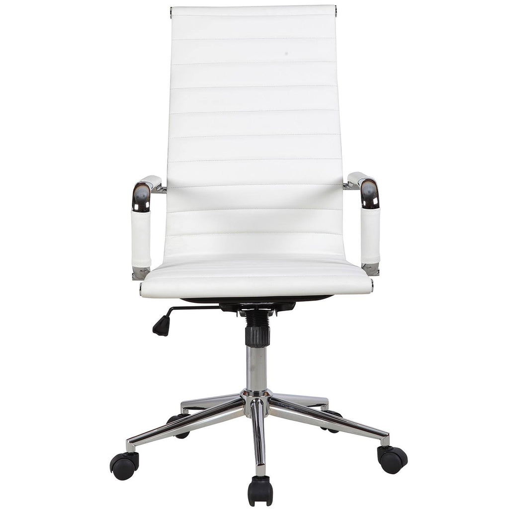 Grey Ribbed PU Leather High Back Office Chair M243856