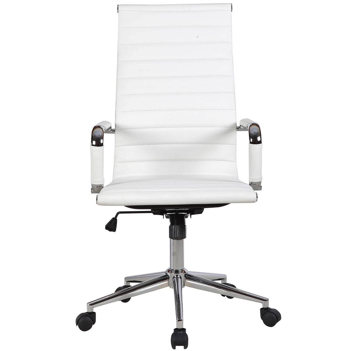 Grey Ribbed PU Leather High Back Office Chair M243856